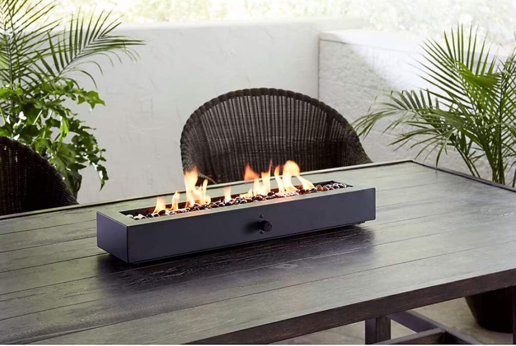 allen + roth 28-in W 40000 Maximum BTUs Steel Rectangle Portable Liquid propane Fire pit