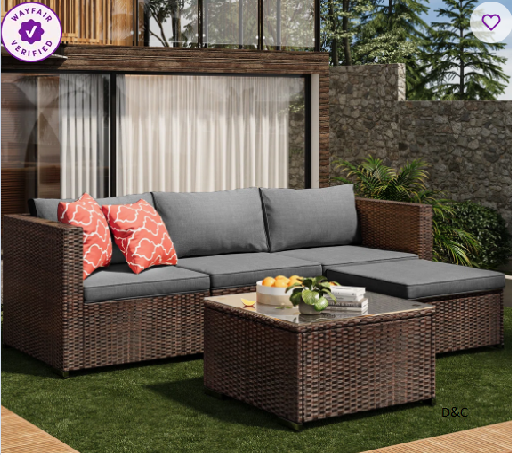 Wicker 3 – Person Modular Patio Conversation Sets with Cushions