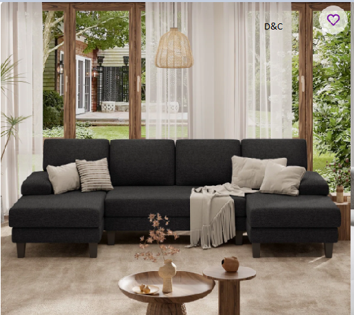 110″ U-Shape Sectional Sofa With Armrests