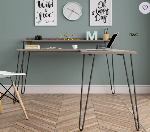 Vansant L-Shaped Metal Base Writing Desk