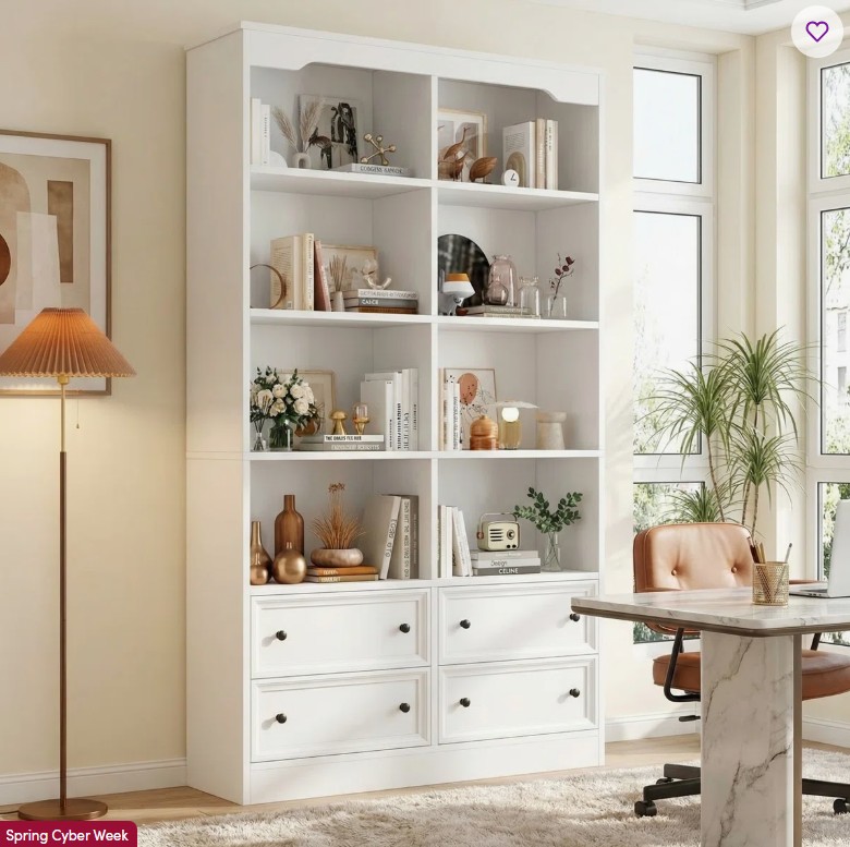 Kirklyn 6-Tier Standard Bookcase with 4 Drawers