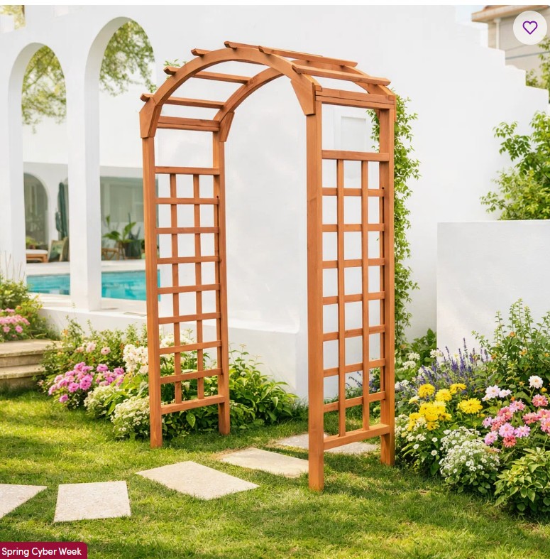 Mimose 47“ W x 19″ D Solid Wood Garden Arches Arbor Arch