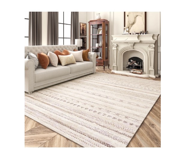VUNATE 5’x7′ Area Rugs for Living Room Washable Rugs Boho Moroccan Area Rug Soft Neutral Geometric Bohemian Carpet Distressed Indoor Rug for Bedroom Dining Room Office Foldable Nonslip Rug Brown