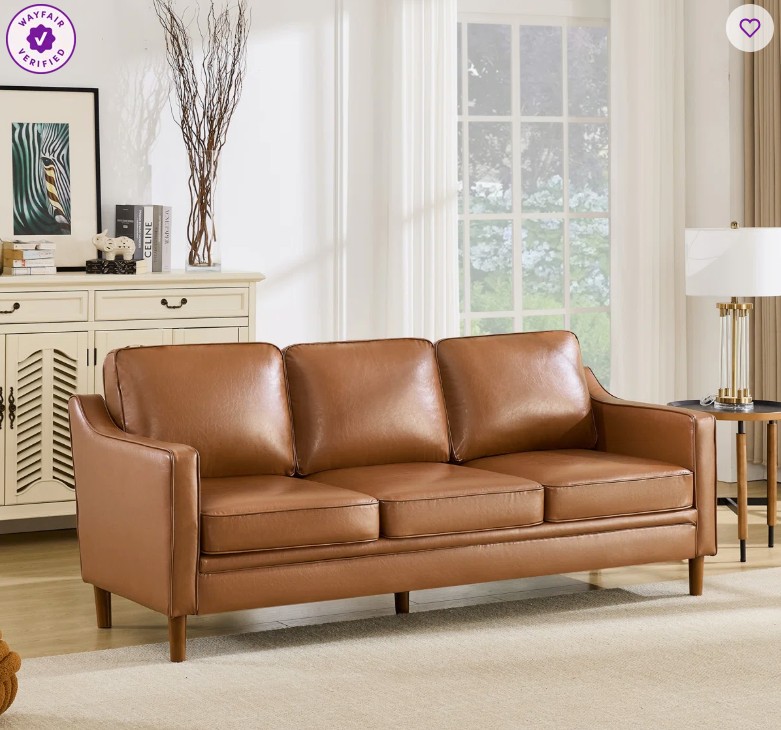 Azriah 80.31” Faux Leather Square Arm Sofa