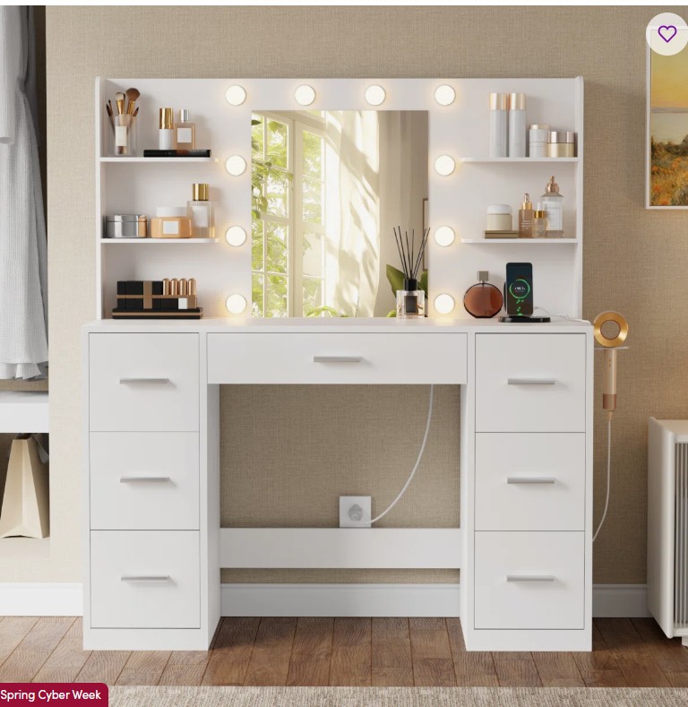 Ragin Makeup Vanity With Usb Power Outlet And 3 Modes Adjustable Brightness Light