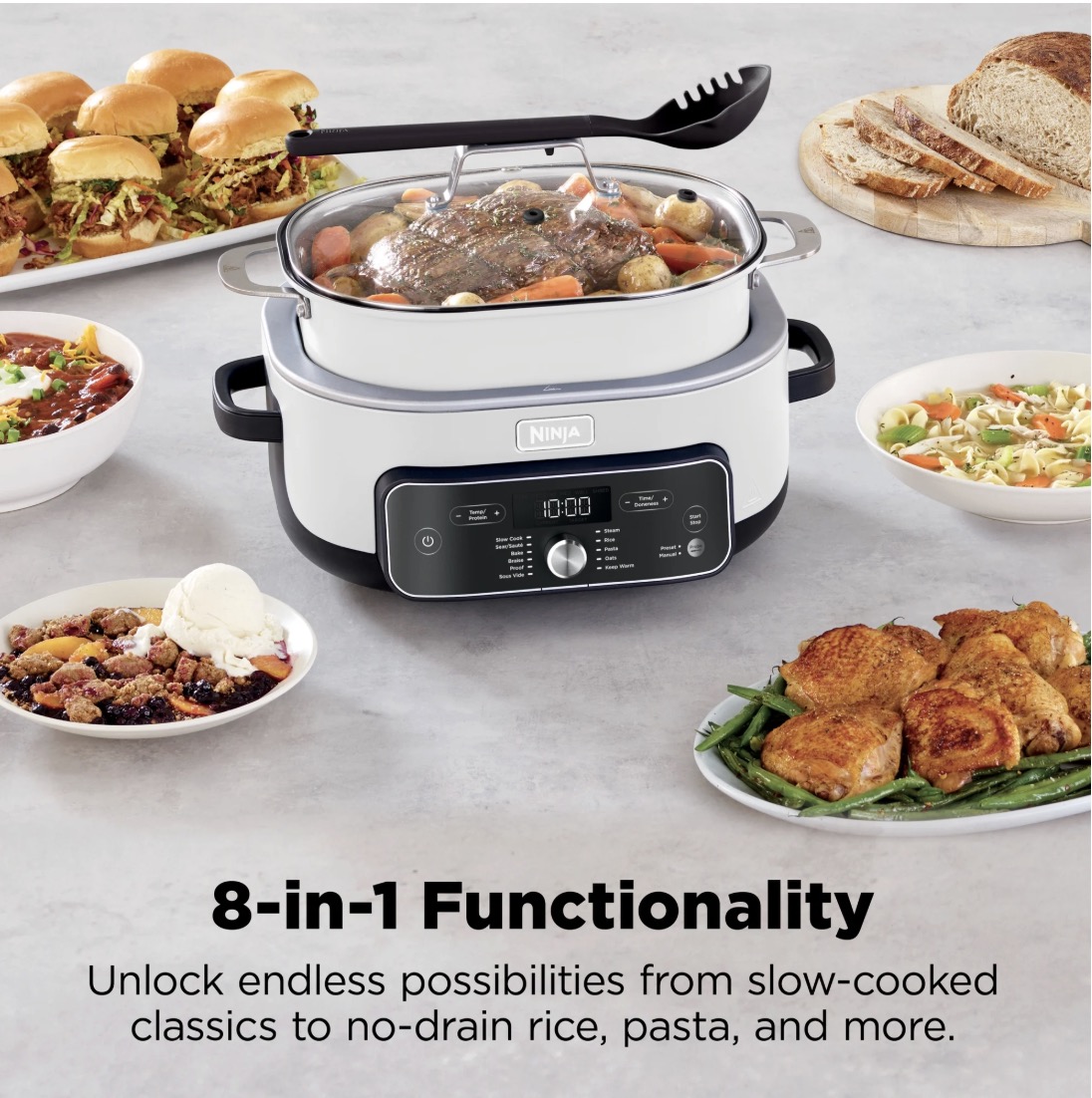 Ninja 17-in-1 PossibleCooker PRO 8.5 Qt Multi-Cooker, Slow Cook, Bake, Sear, with Smart Cook System,Oven Safe Pot to 500°F