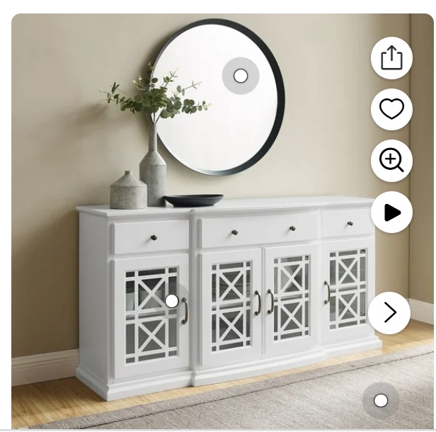 Walker Edison Traditional Fretwork TV Stand, White