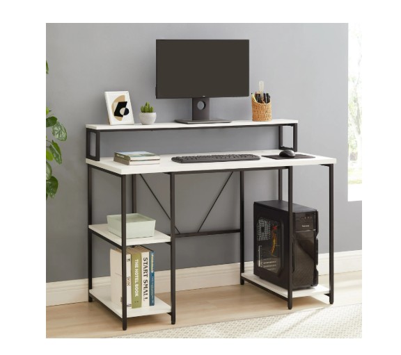 Mainstays 47″ Computer Desk with Storage Shelves, , White Finish