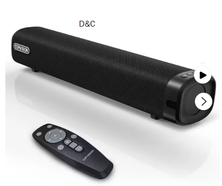 TOPVISION Sound Bar for TV, 50W Bluetooth 5.4 Soundbar with Subwoofer, 3D Surround Sound System with Optical/AUX/RCA/USB