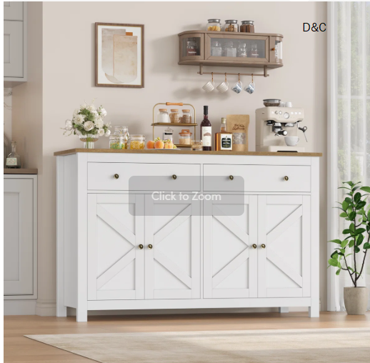 Zosia 55.1″ Modern Sideboard Buffet, Credenza Storage Cabinets, Adjustable Shelves