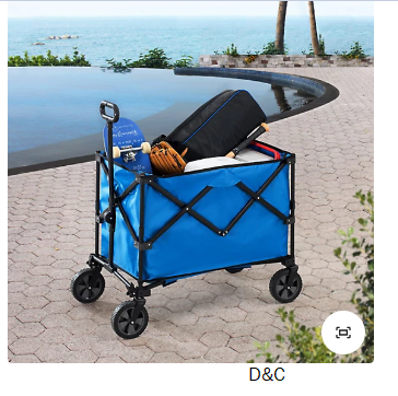 Sunjoy Odell Folding Wagon Cart with Wheels, Blue