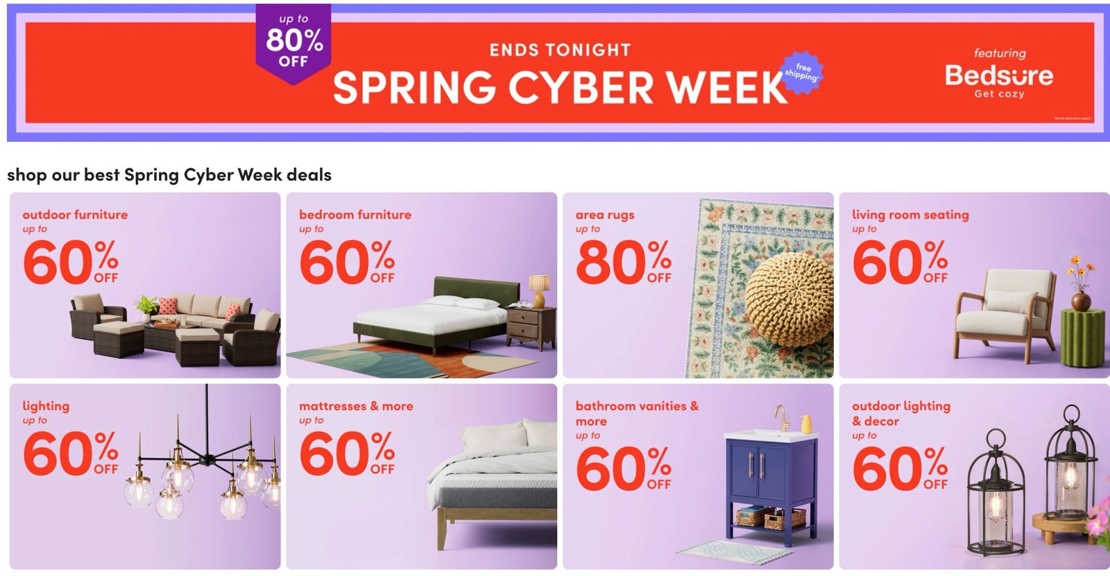 Wayfair Spring Cyber Week: Up to 80% Off Sitewide
