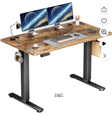 edx Electric Standing Desk, Height Adjustable Desk, 48 x 24 Inches Ergonomic Stand up Desk with Memory Preset and T-Shaped Metal Bracket for Home Office