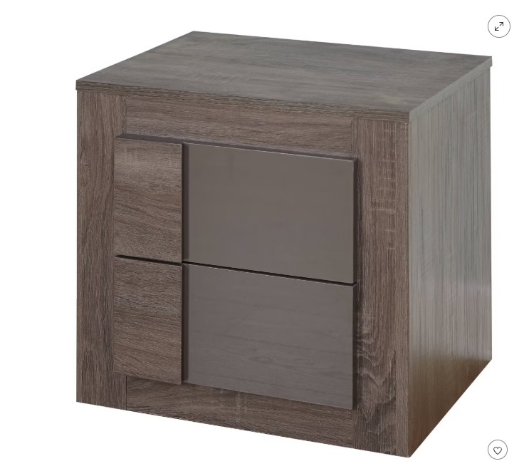Buylateral Maya Night Stand Dark Sonoma Oak/Gray: Modern Storage with Drawers, High-Gloss UV Coating, MDF Frame