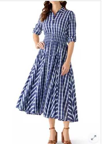 Women’s Roll Sleeve Pleated Shirt Dress