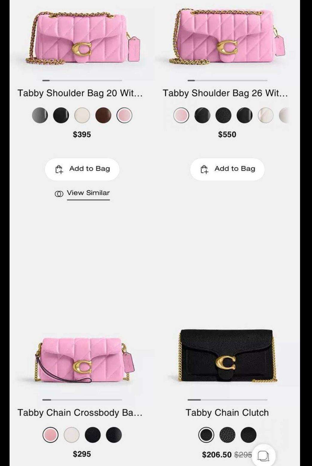 Sale on Coach Pink Tabby Bags