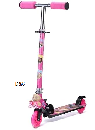 Barbie 2 Wheel Kick Scooter with Light Up Wheels – Foldable, Non-Slip Deck, Comfortable & Smooth Ride