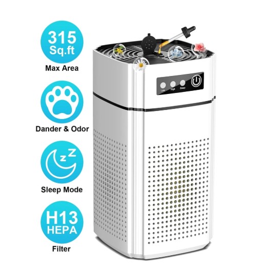 AIRFIRE Air Purifier, AP202 HEPA Air Purifiers for allergies & asthma, Wildfire, Pet Fur, Pollen, 1 PCS, White