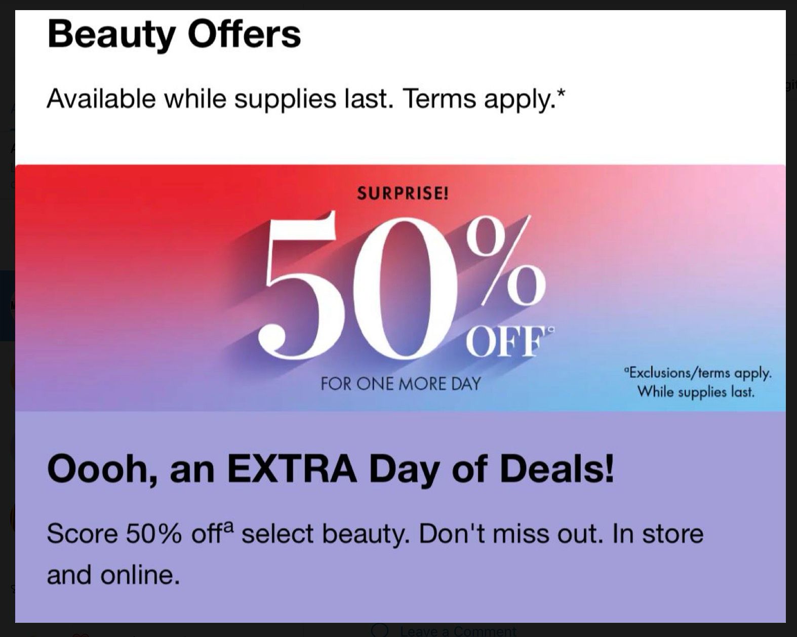 Ulta: 50% off Bonus Steals
