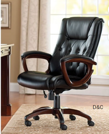 Better Homes and Gardens Executive, Mid-Back Manager’s Office Chair with Arms, Black Bonded Leather