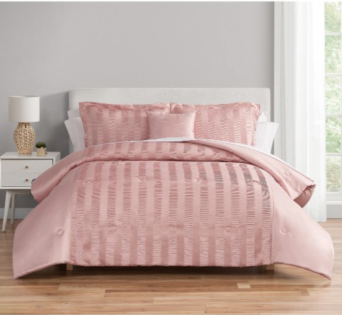 Mainstays Blush Pink 10 Piece Bed in a Bag Comforter Set with Sheets, King