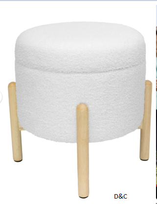 Mainstays Modern Dowel Ottoman, Cream Boucle