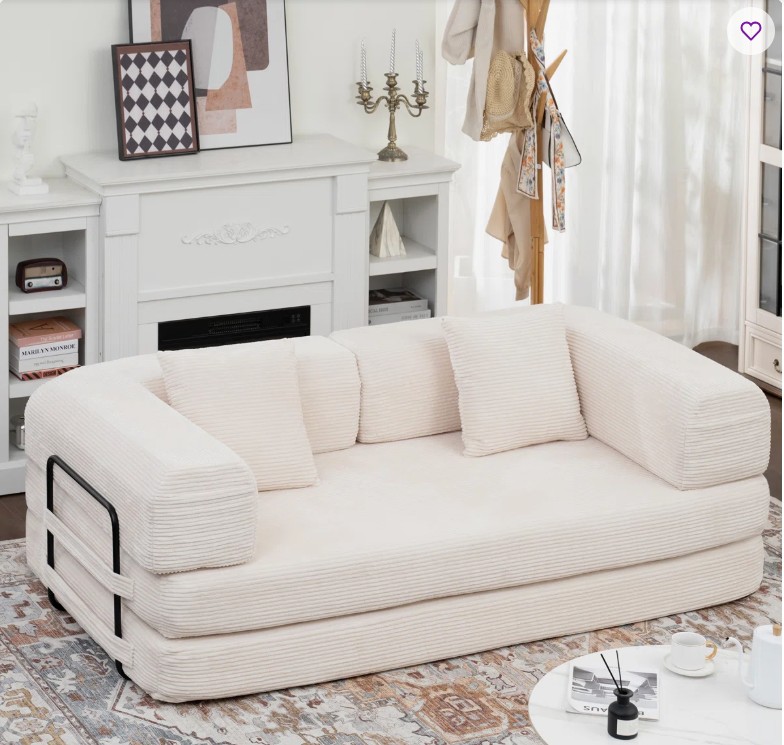 80″ Convertible 4-In-1 Sleeper Sofa Bed With Removable Armrests