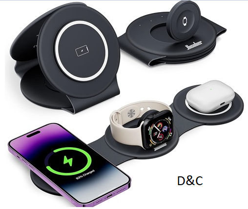 Hicober 3-in-1 Wireless Magnetic Foldable Charging Station for Apple Devices