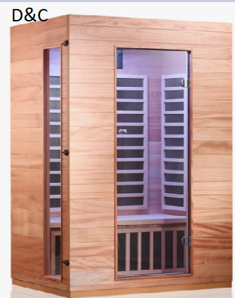 Hongyuan 2-Person Indoor Bluetooth Compatible FAR Infrared Sauna in Okoume & Hemlock with 6 Low EMF Carbon Heaters