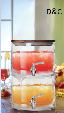 Better Homes & Gardens 240oz Stacking Glass Beverage Dispenser with Acacia Wood Lid