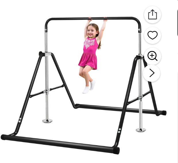 Primy 150lbs Gymnastics Bar for Kids, Height Adjustable Horizontal Bar, Folding Gymnastics Junior Training Bar for Home Gymnastics Equipment, 4-10 Years Old Kids