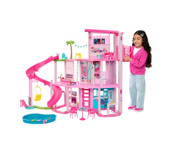 Barbie Dreamhouse Pool Party Dollhouse and Playset with 75+ Pieces, 45 in, Slide & Puppy Elevator