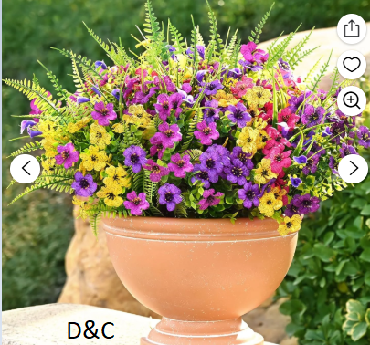 Lyacmy 14 Bundles Artificial Flowers for Outdoors,UV Resistant Artificial Flowers for Decoration