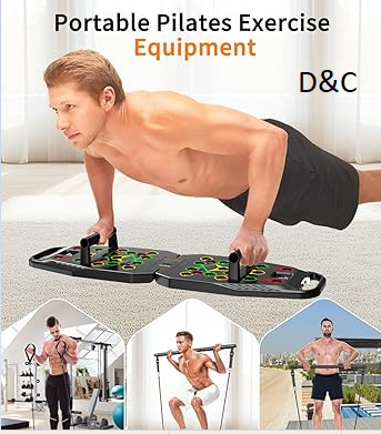 Push UP Board, Pilates Bar & 20 Fitness Accessories with Resistance Bands Ab Roller Wheel