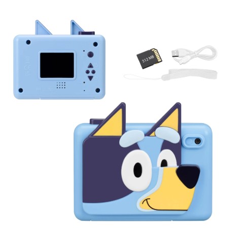 ekids Bluey Kids Camera with SD Card, Digital Camera for Kids with Built-in Digital Stickers