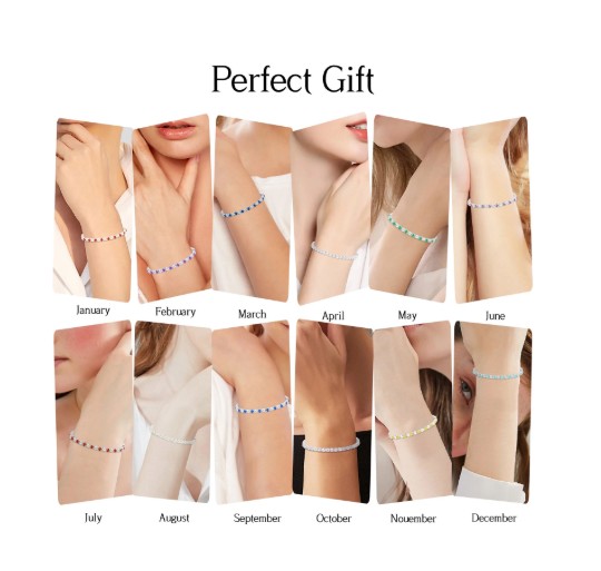 APSVO S925 Sterling Silver Plated Tennis Bracelets for Women Girls CZ April Birthstone Bracelets with Crystal Birthday Easter Basket Stuffers Jewelry Gifts Teen Her Wife Lady Adults Kids Ideas