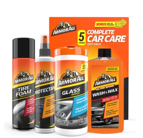 Armor All Complete Car Cleaning Care Kit for Car Detailing plus Bonus Air Freshener, 5 Piece Set