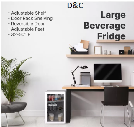 Premium 69 L Beverage Refrigerator 2.4 Cu. Ft. Freestanding Mini Fridge With Glass Door in White