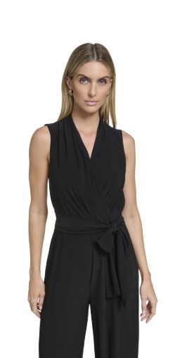 Falling Flowers Women’s Knit Jersey Surplice Blouson Jumpsuit, Sizes XS-XL