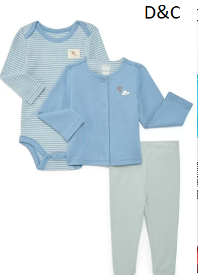 Bliss by Garanimals Baby Girls Jacket, Bodysuit and Leggings Set, 3-Piece, Sizes 0M-12M