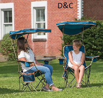 Quik Shade MAX Shade Relaxing Chair With Cup Holders, Foldable, Aluminum, Blue