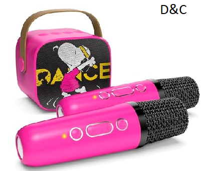 SOAR Peanuts Wireless Speaker and (2) Karaoke Microphones Black