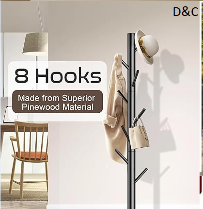 Wooden Coat Rack Stand (Black)