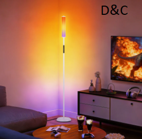 65″ Dimmable Corner Floor Lamp with Remote Control and Slide Switch