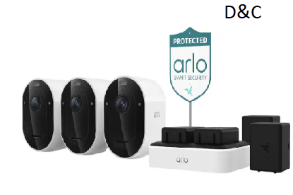 Arlo – Pro Outdoor Security Camera (6th Gen 2025 Release) – Wireless, Rechargeable Battery-Powered with Charging Station, 3-Cam – White