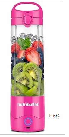 nutribullet Portable Blender, Cordless, 20oz Vessel, Personal Blender, USB-C Rechargeable, Bright Pink, NBPB50100BP