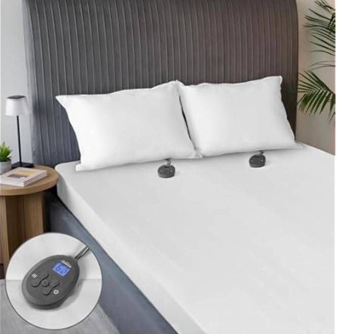 Sunbeam Electric Dual-Control Heated Mattress Pad, Restful Quilted Extra-Cozy Fabric, 12 Heat Settings, 12-Hour Auto Shut-Off, Deep Pocket Fit, Machine Washable, King 80″ x 76″