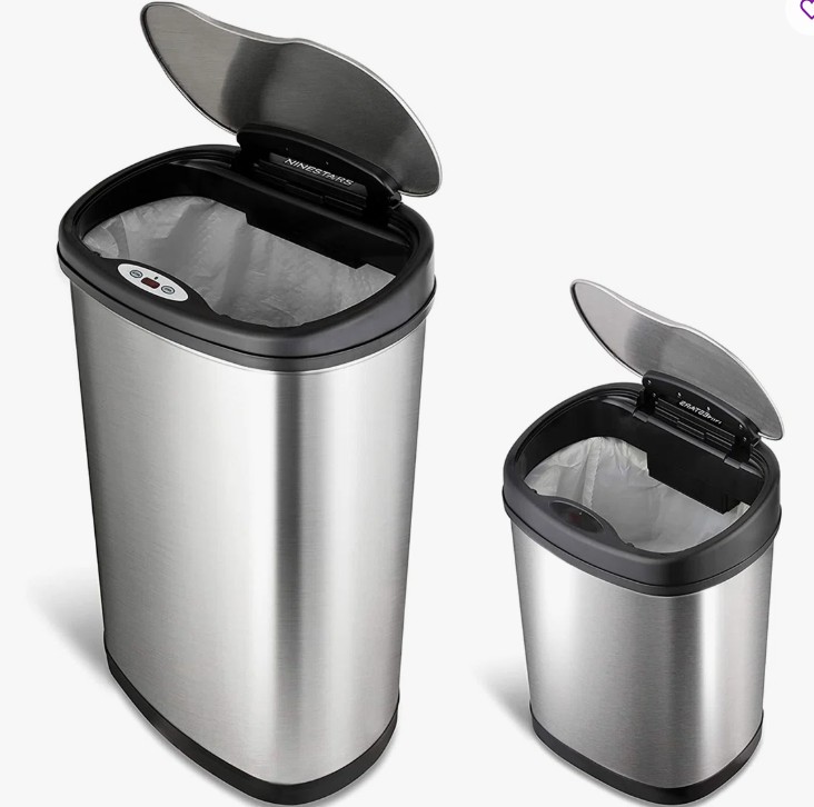 Nine Stars Steel Open Kitchen Trash Can – 13.2 Gallons