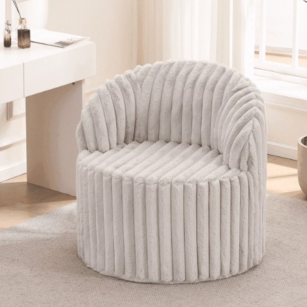 ENYLAY Giant Plush Bean Bag Chair, Compression Single Sofa with High-Resilience Foam, Upholstered Chaise Lounge Vanity Chair for Dining Room, Living Room and Bedroom (Gray,Set of 1)