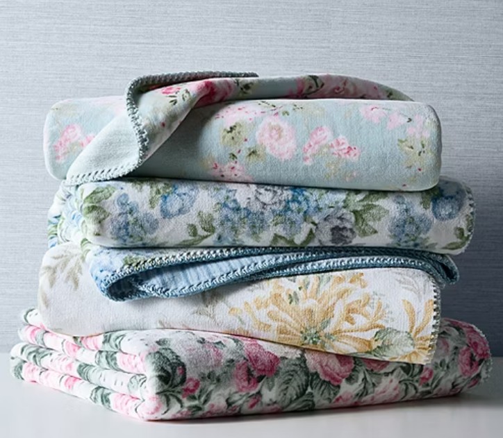 Laura Ashley Reversible Coco Plush Throw
